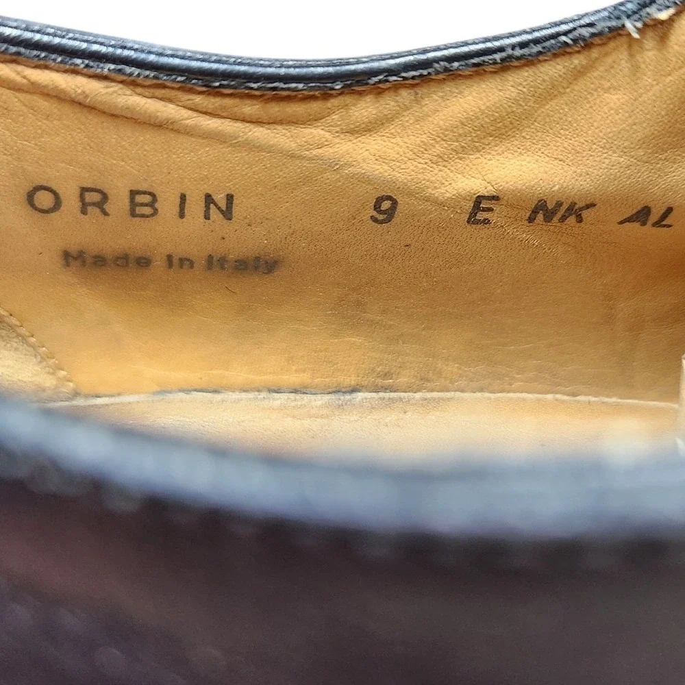Bally Orbin Black Leather Apron Toe Derby Shoes Luxury Swiss Classic Oxfords 9